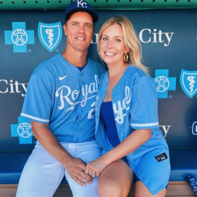 Supporting wife Emily Kuchar with her beau Zack Greinke wearing the Kansas City Royals uniform.